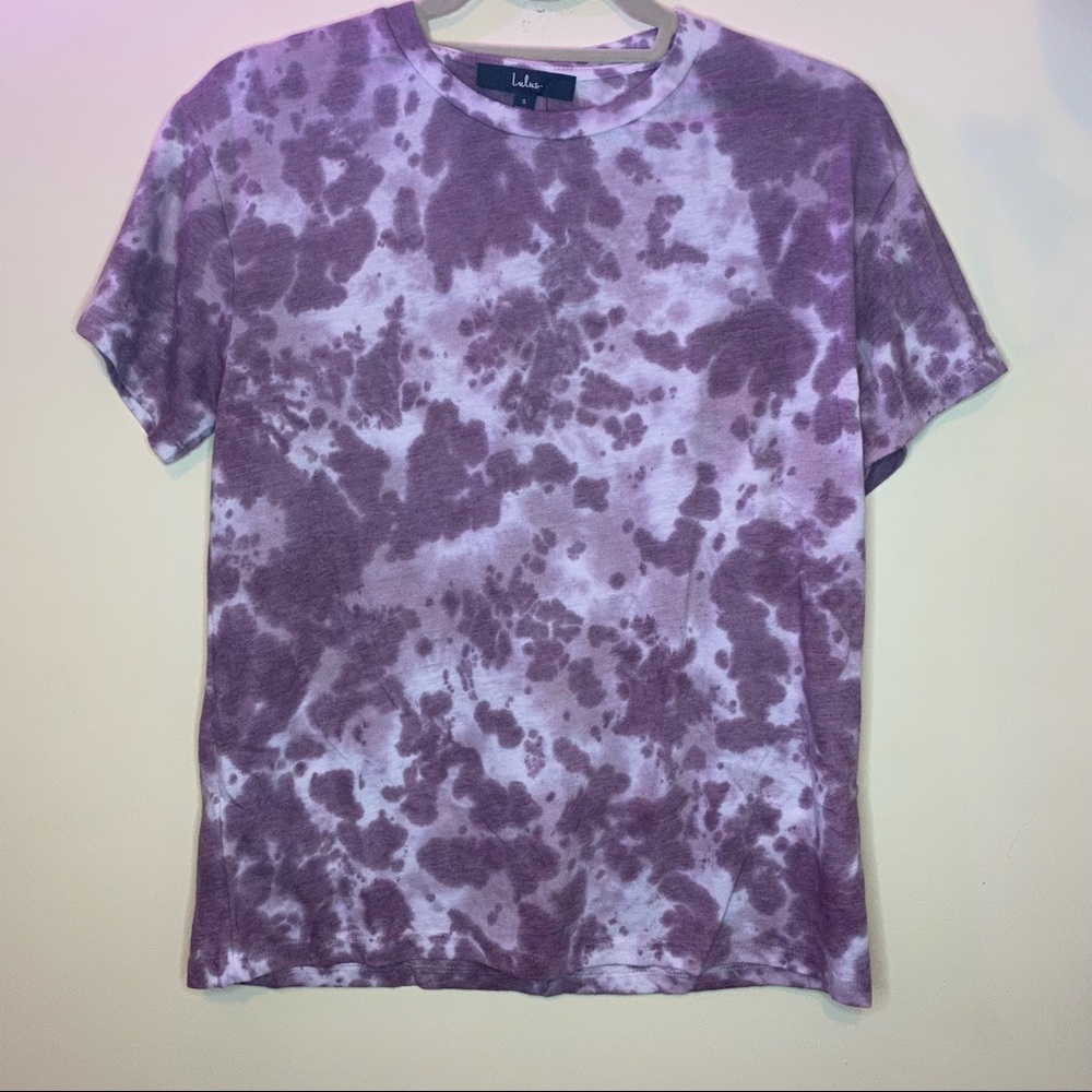 NWT LULUS Cozy Livin’ Mauve Purple Tie-Dye Tee S